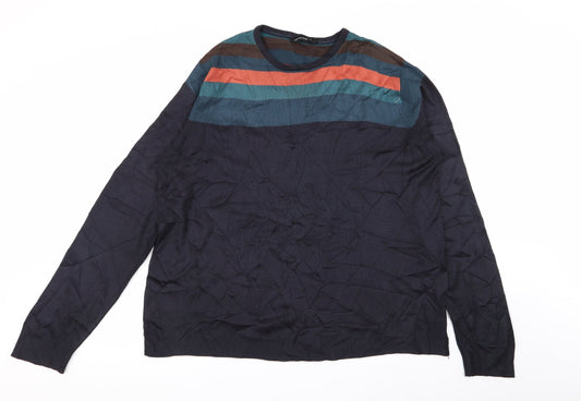 Cedar Wood State Mens Multicoloured Striped  Pullover Jumper Size L