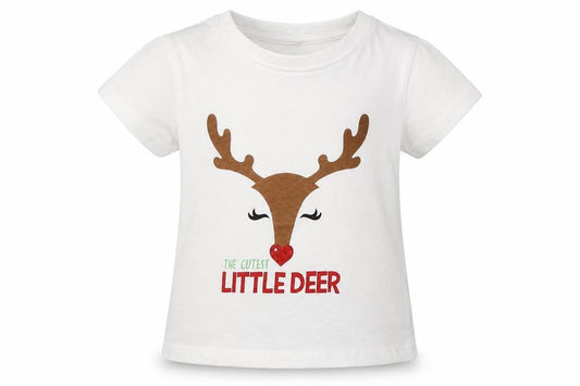 Front view of Matalan girls’ white animal print basic t-shirt, size 12-18, months