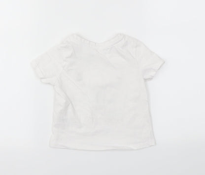 Matalan Girls White Animal Print  Basic T-Shirt Size 12-18 Months
