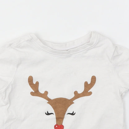 Matalan Girls White Animal Print  Basic T-Shirt Size 12-18 Months