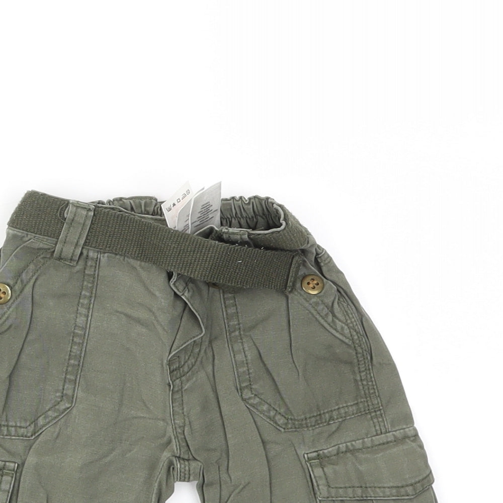 M Boys Green   Cargo Trousers Size 3-6 Months