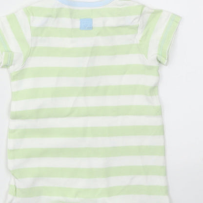 M&S Boys Green Striped  Babygrow One-Piece Size 3-6 Months
