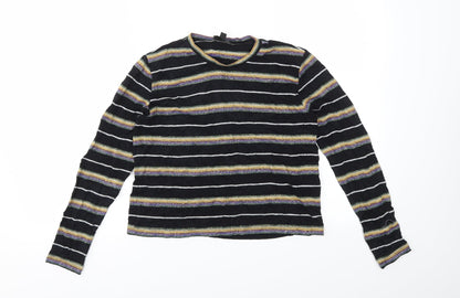 Topshop Womens Multicoloured Striped  Basic T-Shirt Size 8