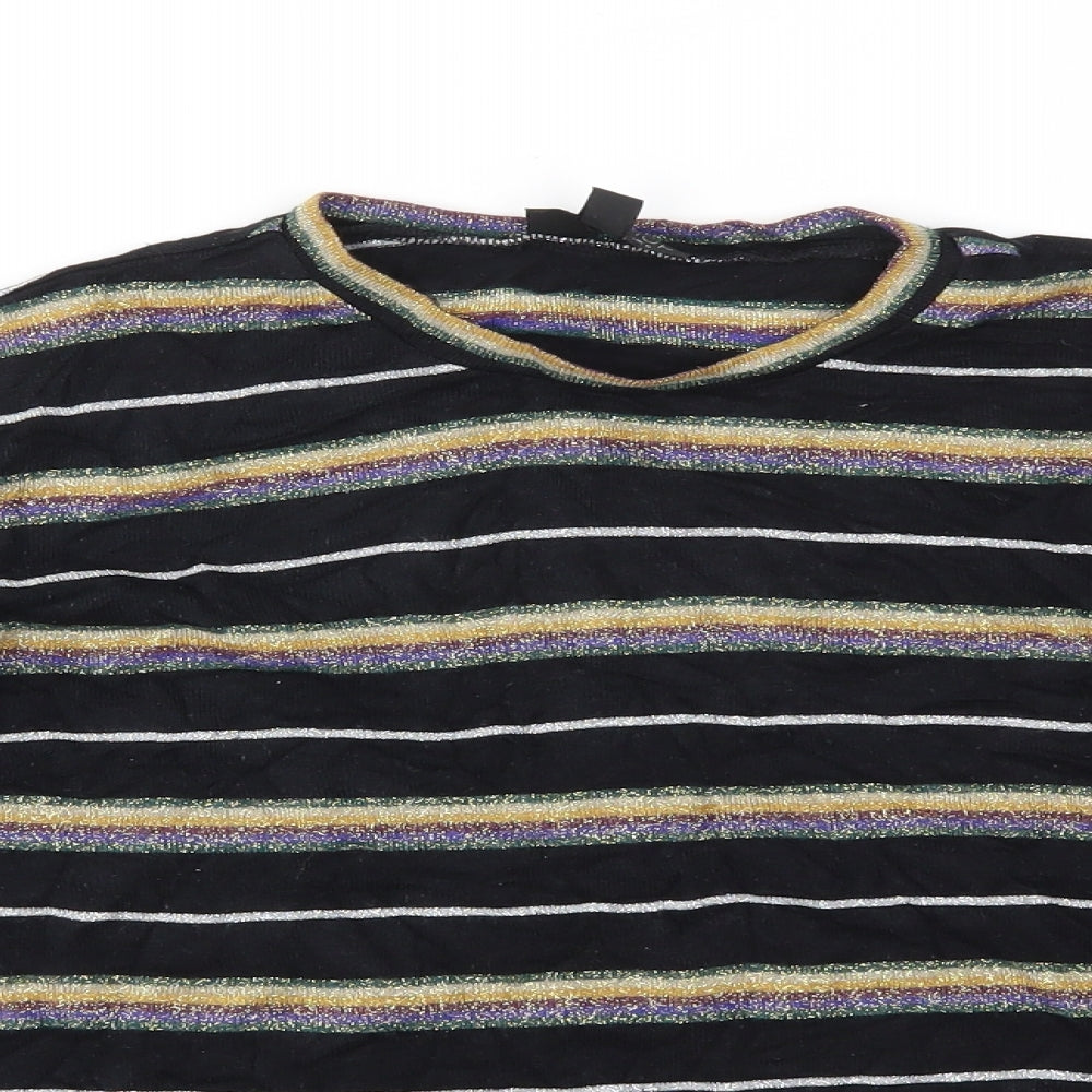 Topshop Womens Multicoloured Striped  Basic T-Shirt Size 8