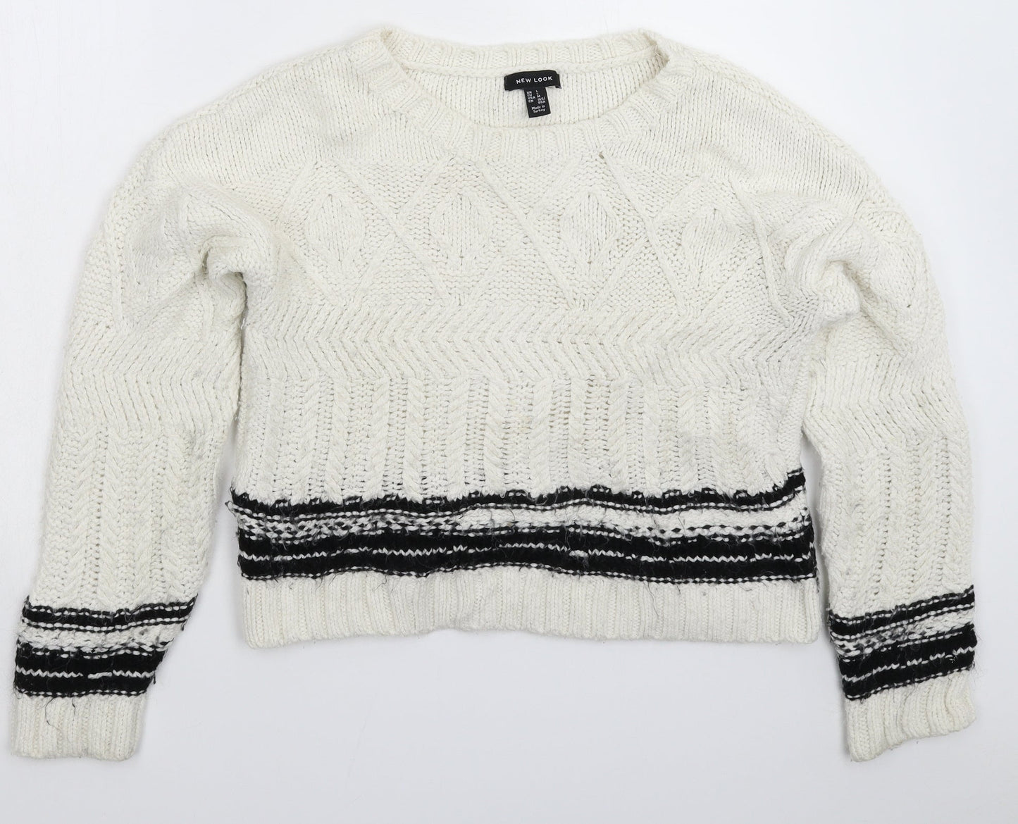 Womens UK Size L New Look White Pullover Jumper