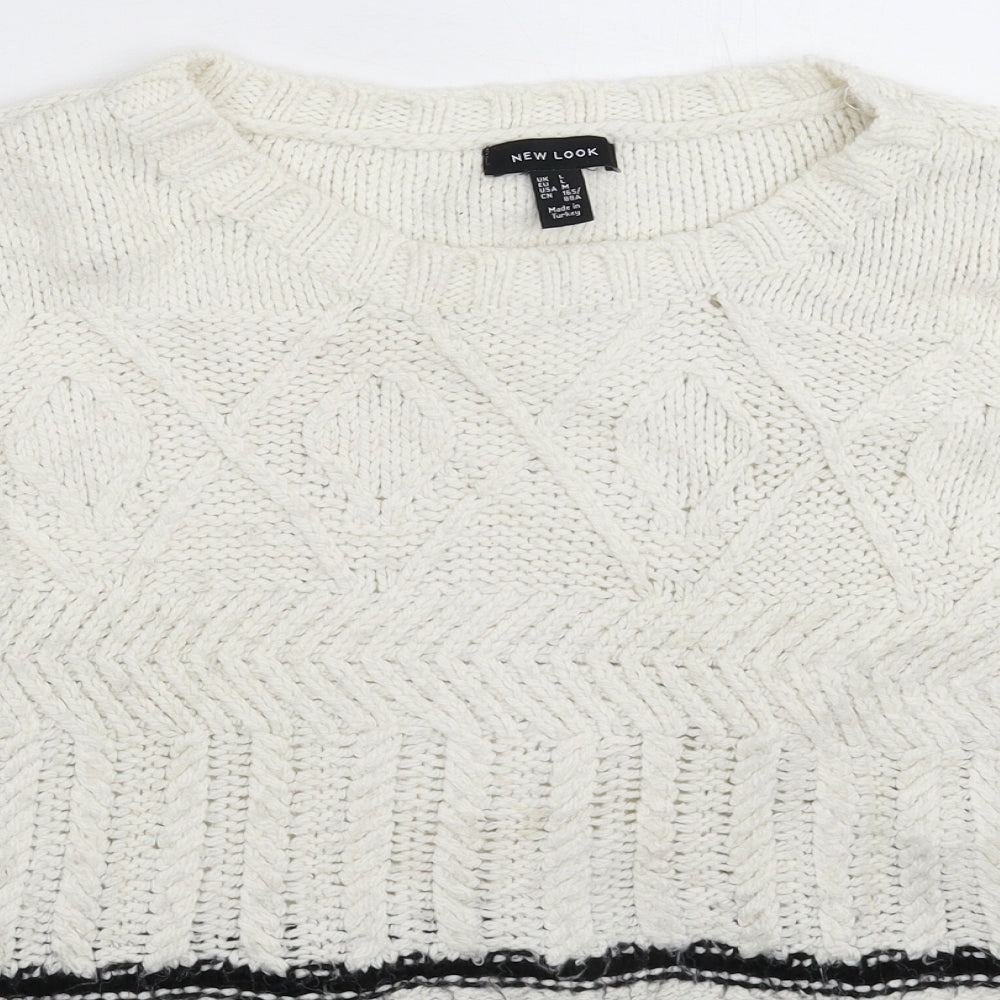 Womens UK Size L New Look White Pullover Jumper