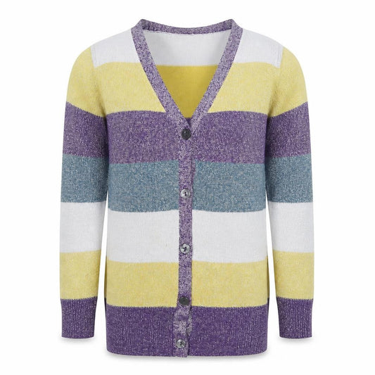 John Lewis Girls Multicoloured Striped Knit Pullover Jumper Size 8 Years