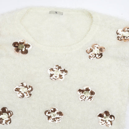 TU Womens White  Knit Pullover Jumper Size 12