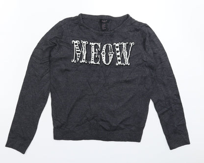 FOREVER 21 Girls Grey  Knit Pullover Jumper Size 11-12 Years