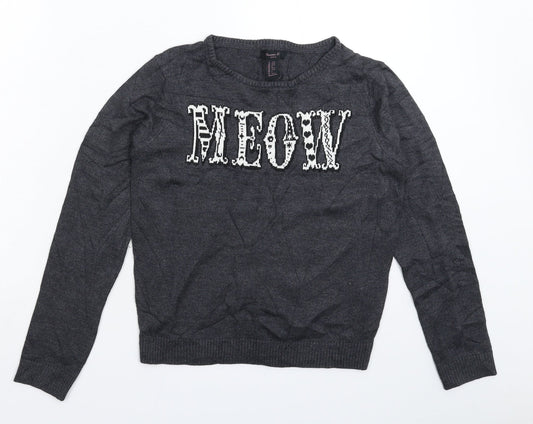 FOREVER 21 Girls Grey  Knit Pullover Jumper Size 11-12 Years