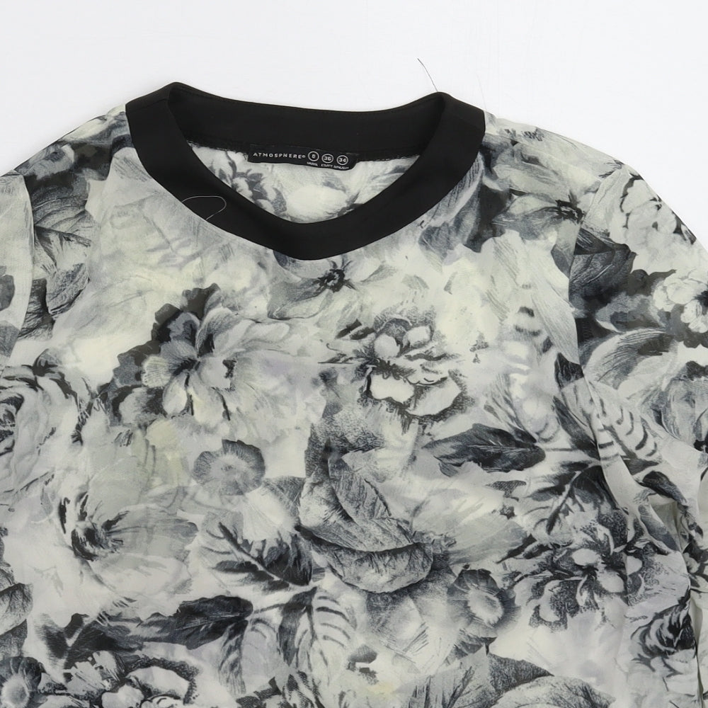 Womens UK Size 8 Atmosphere Grey Basic Blouse