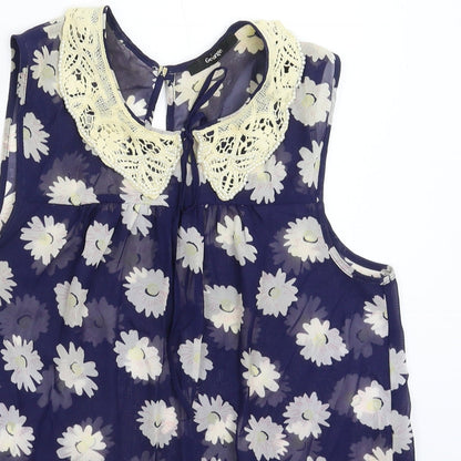 George Womens Blue Floral  Basic Tank Size 8