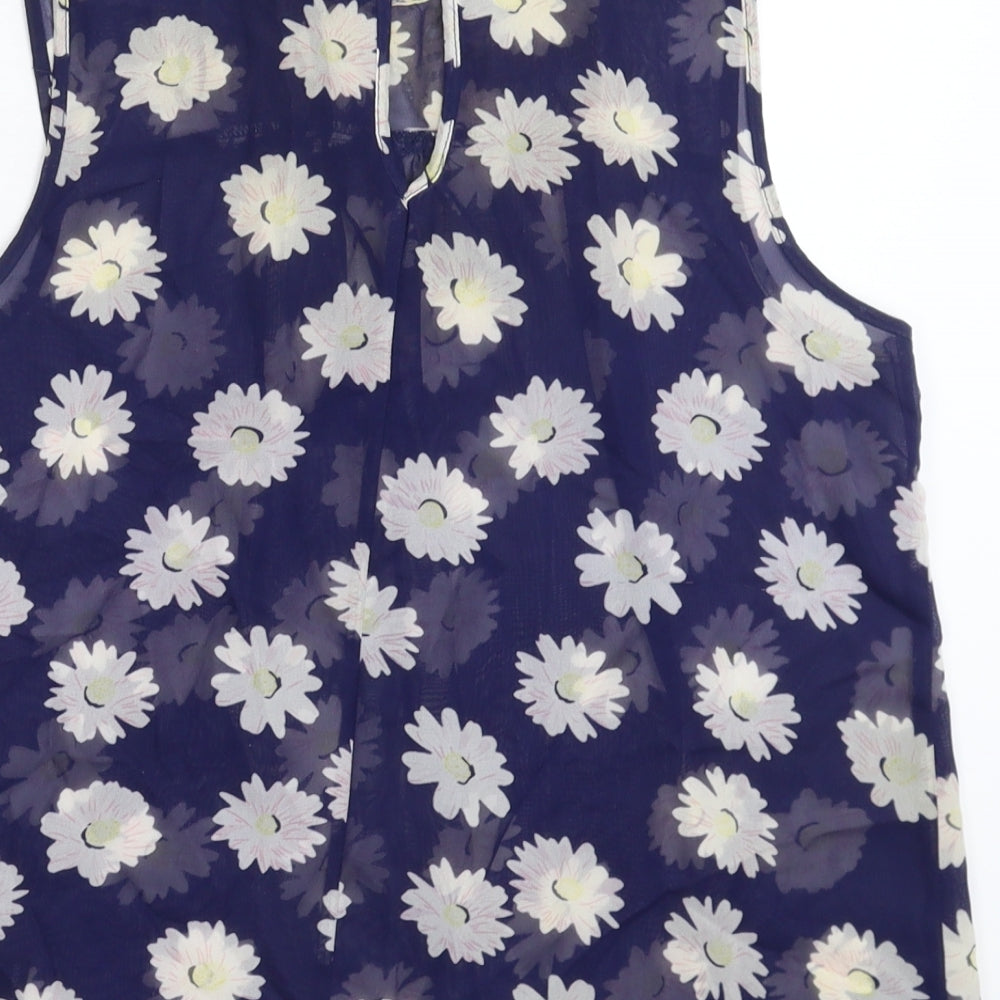 George Womens Blue Floral  Basic Tank Size 8
