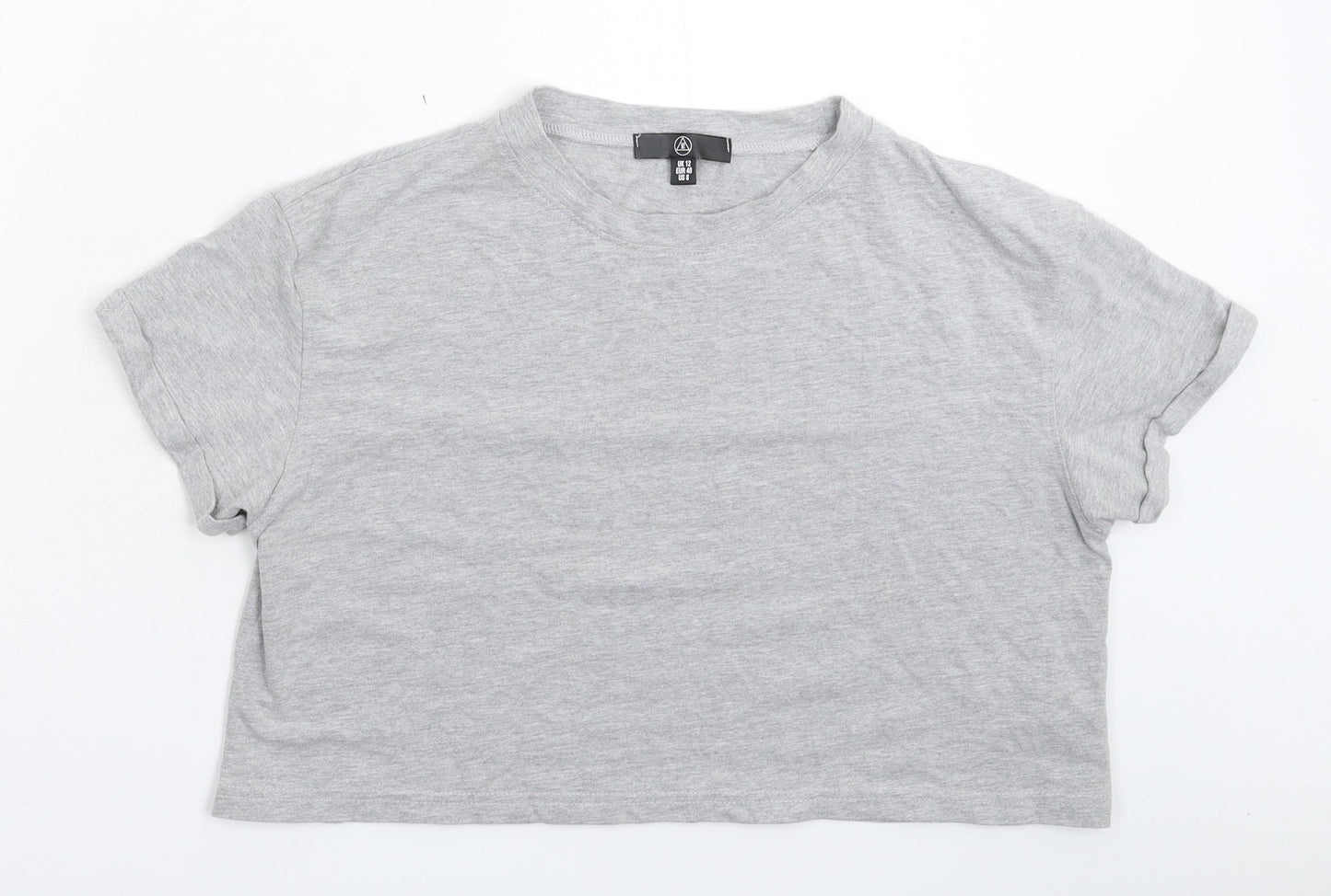 Womens UK Size 12 Missguided Grey Basic T-Shirt