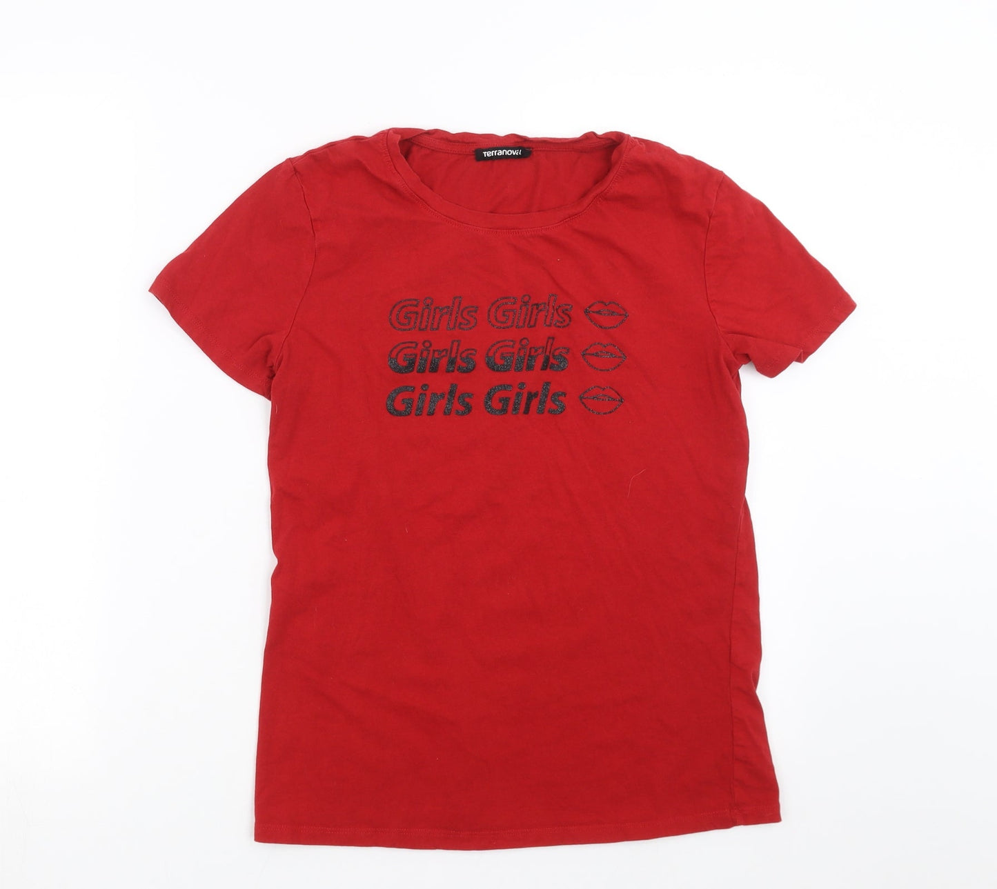 Womens UK Size L Terranova Red Basic T-Shirt