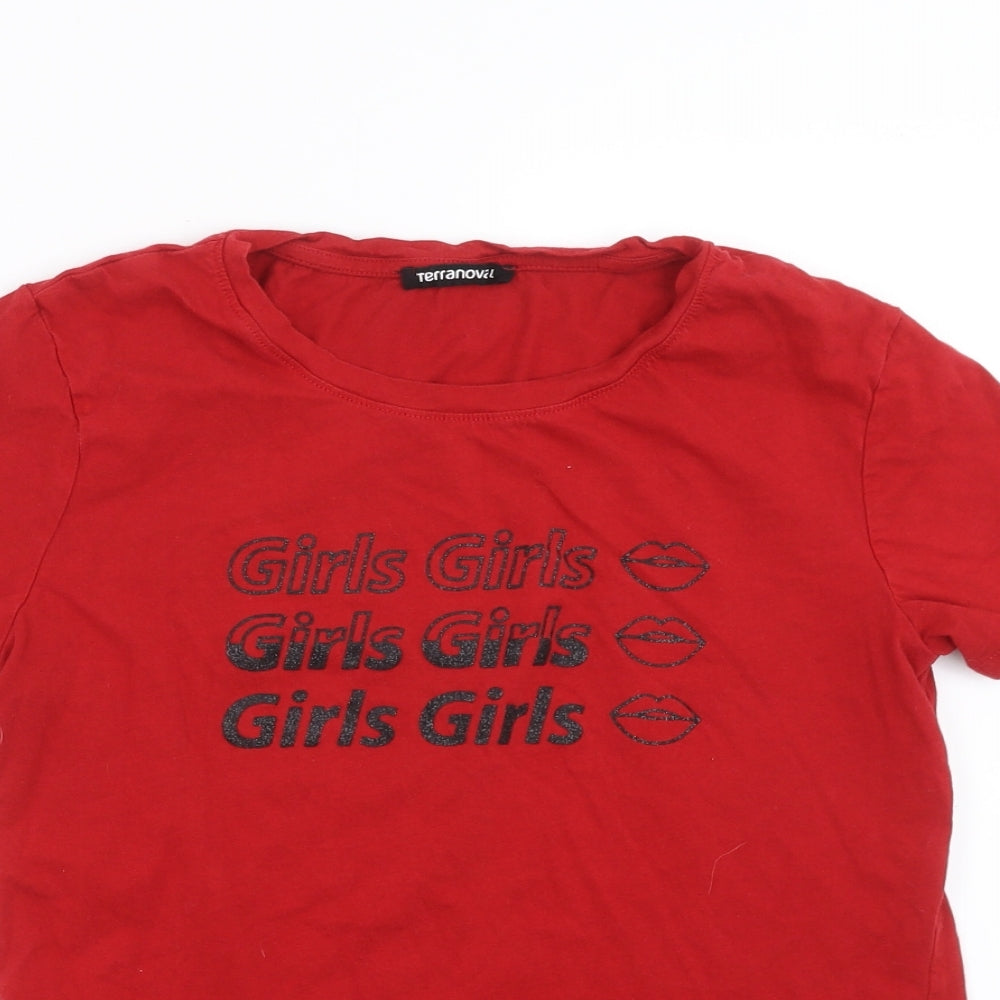 Womens UK Size L Terranova Red Basic T-Shirt