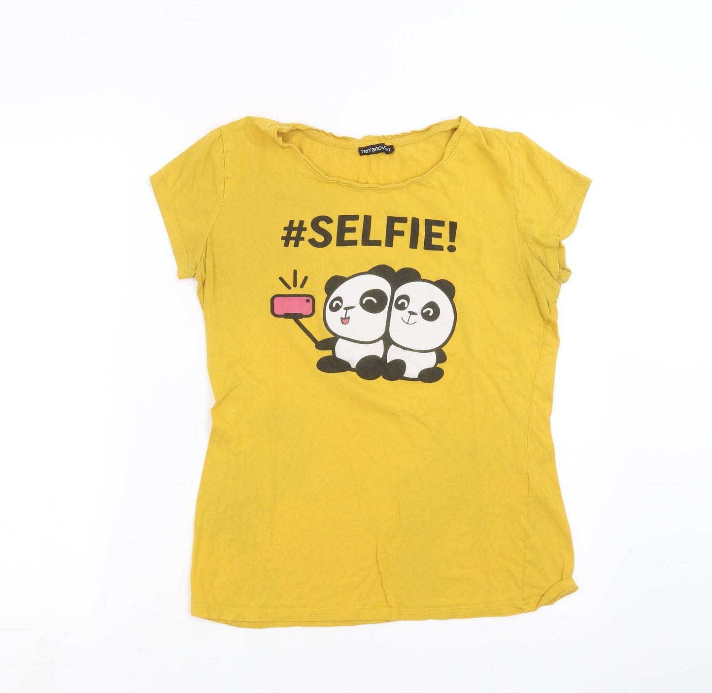 Womens UK Size XL Terranova Yellow Basic T-Shirt
