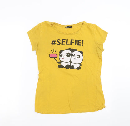 Womens UK Size XL Terranova Yellow Basic T-Shirt