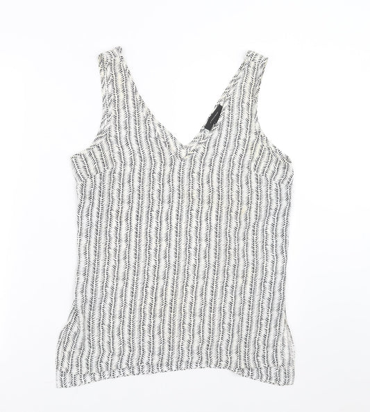 Primark Womens White Geometric  Basic Blouse Size 10