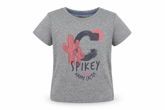 Front view of Lupilu girls’ grey basic t-shirt, size 5-6, years - cactus