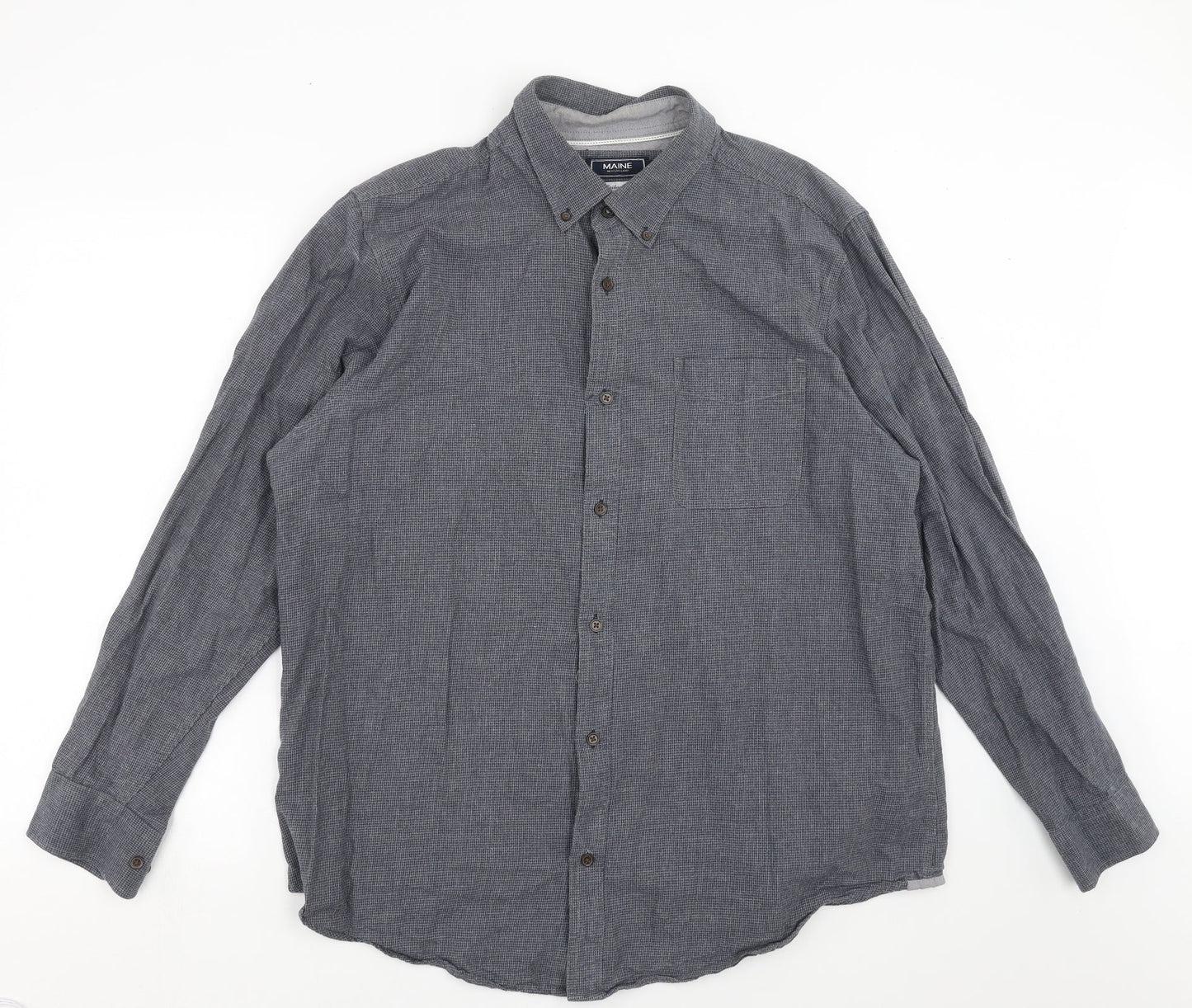 Mens UK Size XL Maine New England Blue  Button-Up Long Sleeve Casual Shirt
