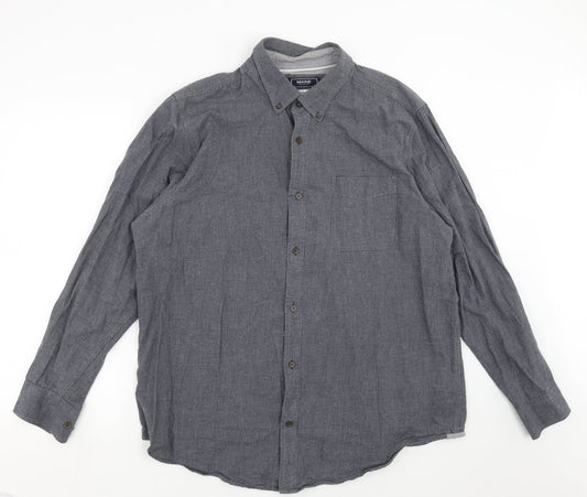 Mens UK Size XL Maine New England Blue  Button-Up Long Sleeve Casual Shirt