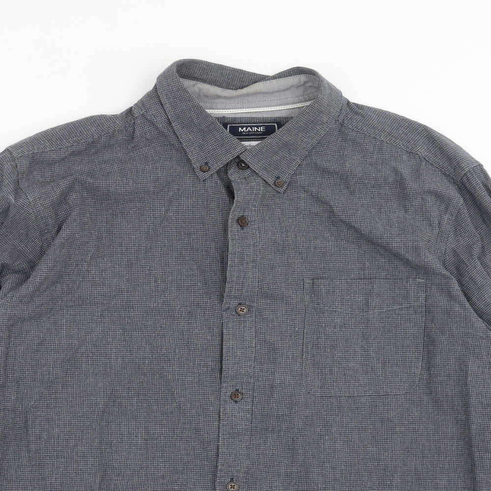 Mens UK Size XL Maine New England Blue  Button-Up Long Sleeve Casual Shirt