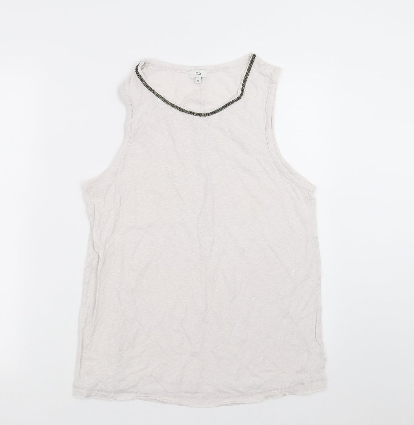 Womens UK Size 12 River Island White Basic Tank