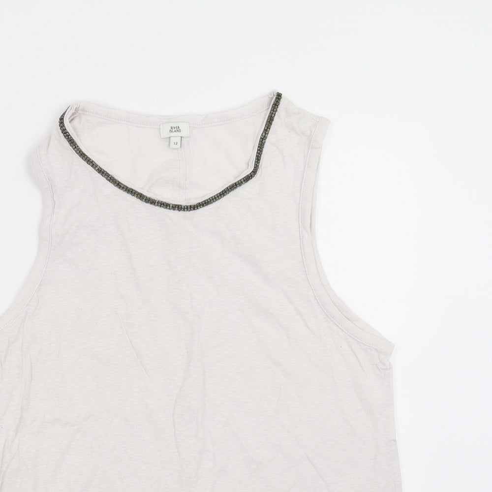 Womens UK Size 12 River Island White Basic Tank