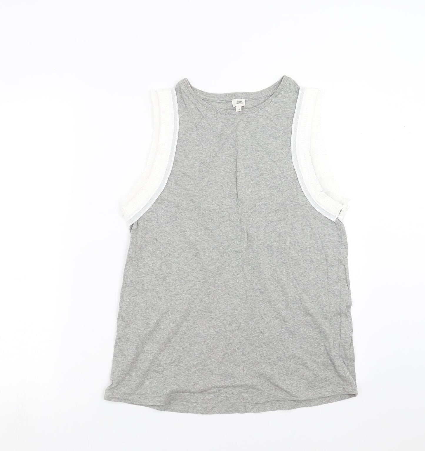Womens UK Size 12 River Island Grey Basic T-Shirt