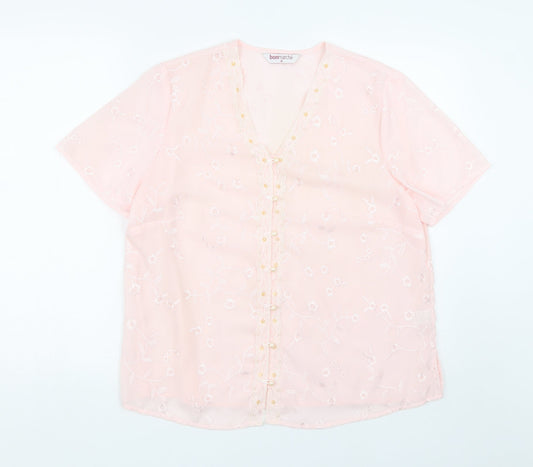 Bonmarché Womens Pink Floral  Kimono T-Shirt Size 16