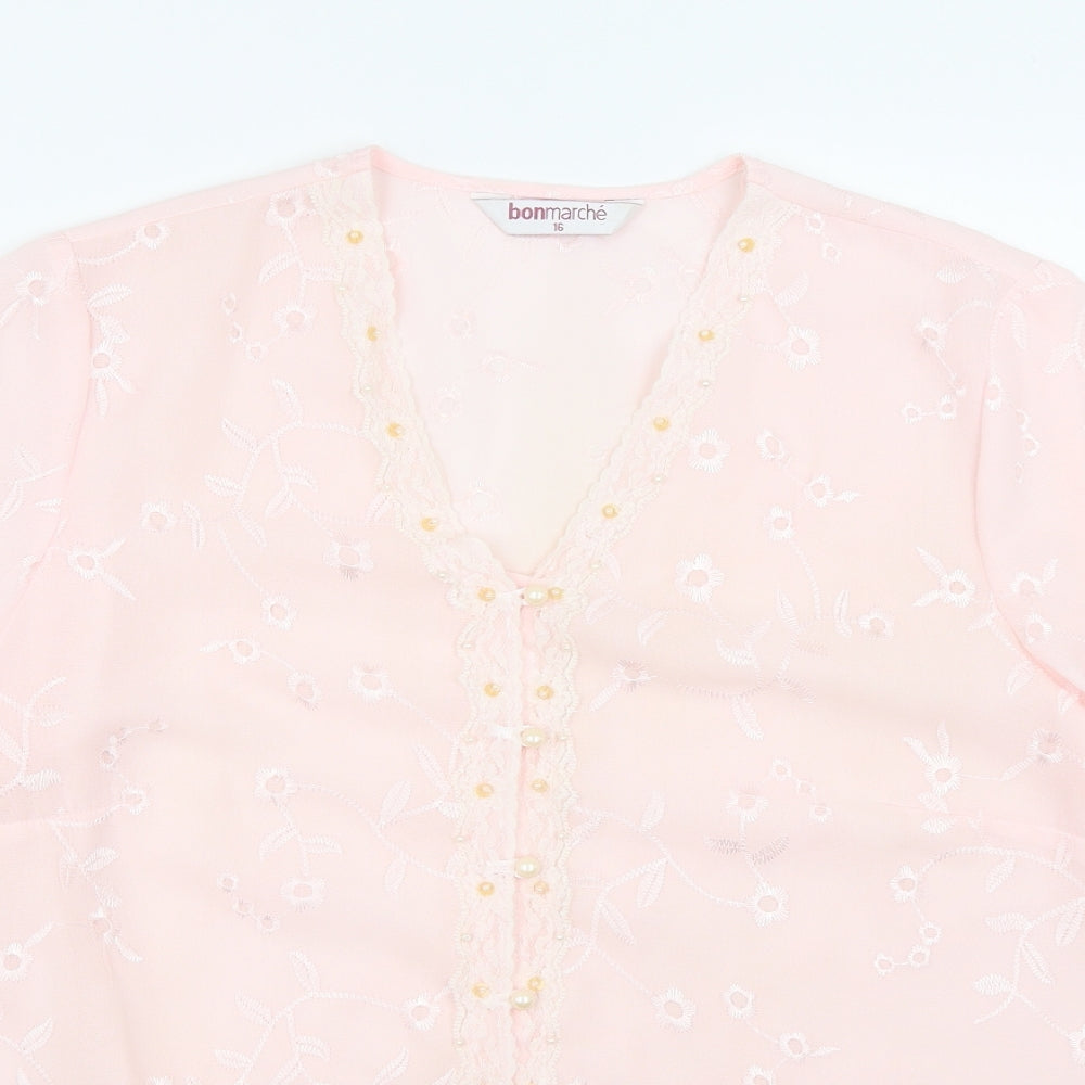 Bonmarché Womens Pink Floral  Kimono T-Shirt Size 16