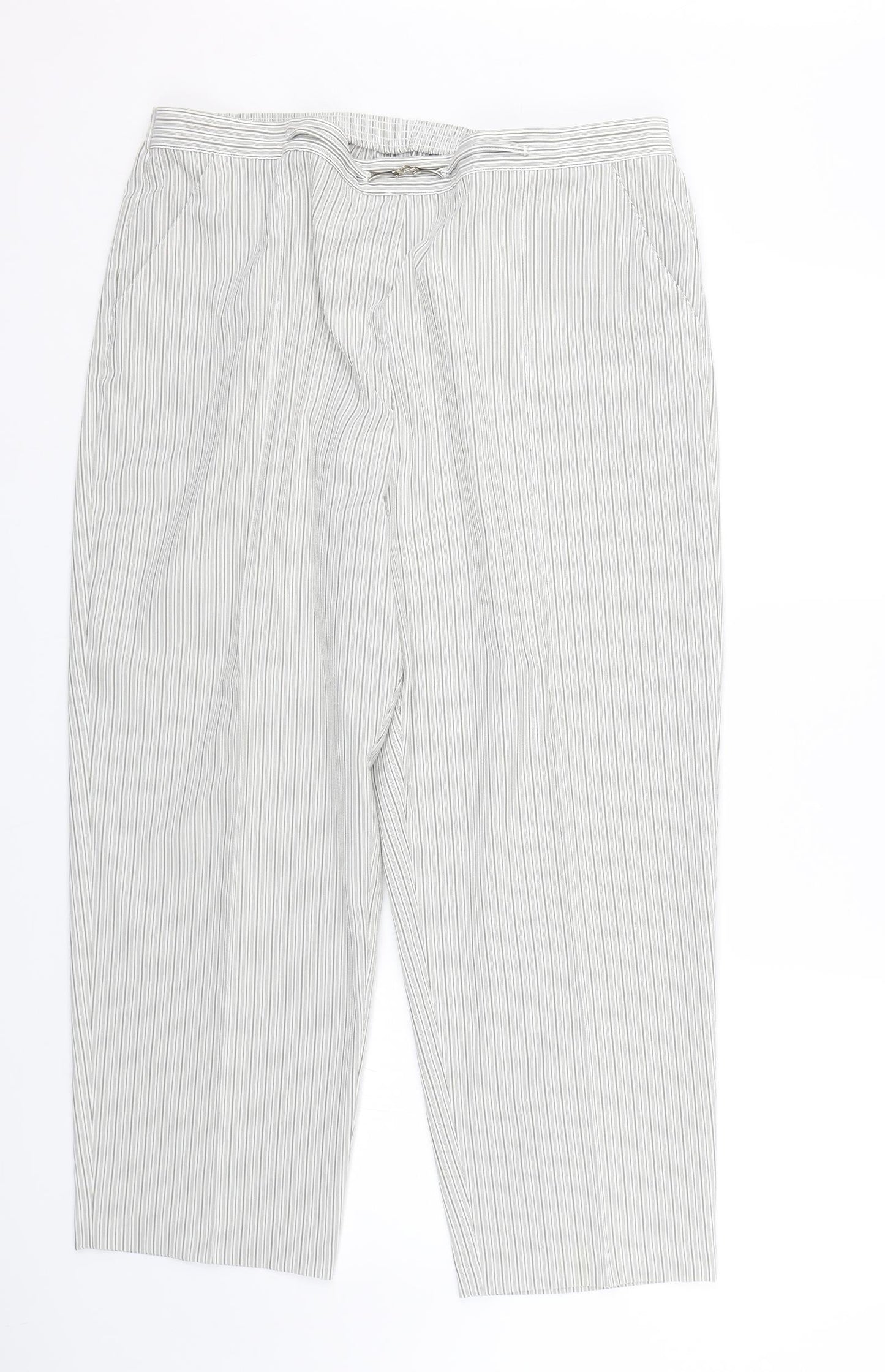 BM Womens White Striped  Cropped Trousers Size 18 L24 in