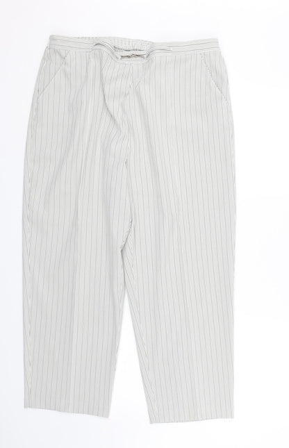 BM Womens White Striped  Cropped Trousers Size 18 L24 in