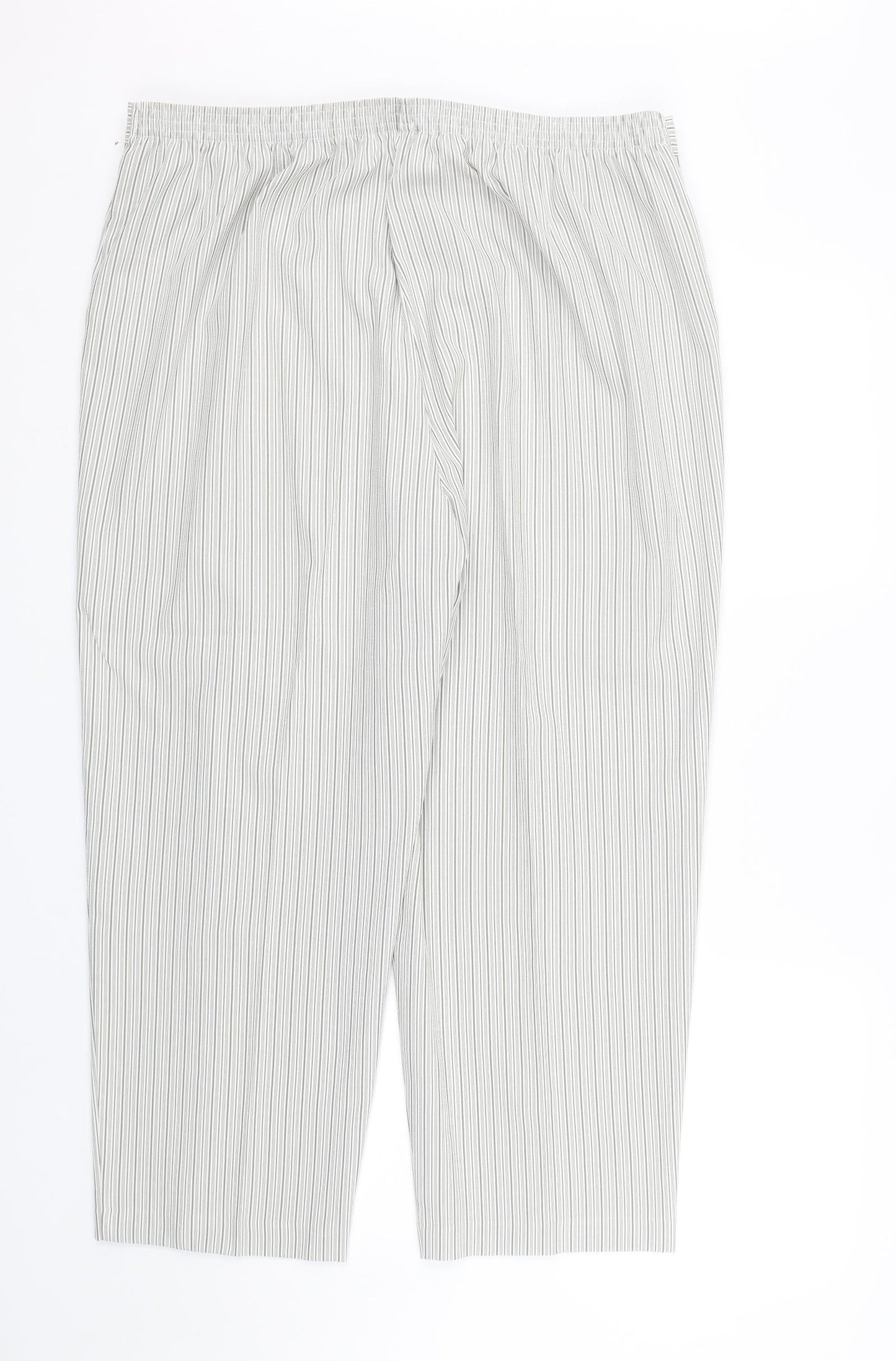 BM Womens White Striped  Cropped Trousers Size 18 L24 in