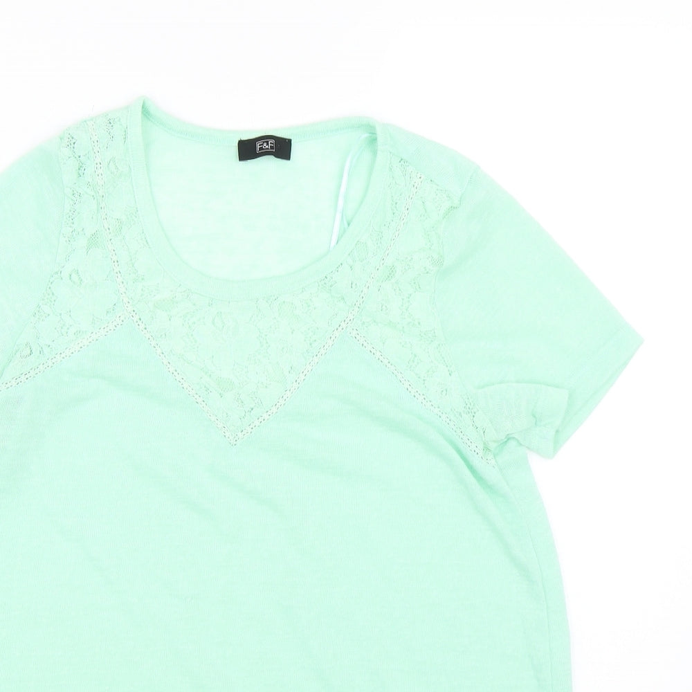 F&F Womens Green Floral  Basic T-Shirt Size 12