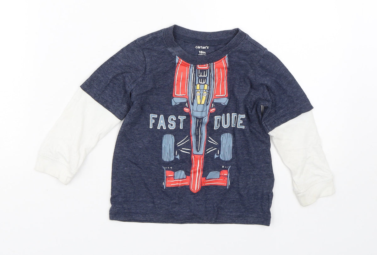 Carters Baby Blue   Basic T-Shirt Size 18-24 Months  - Car