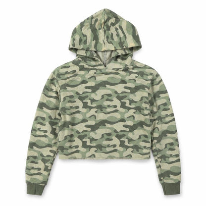 Matalan Girls Green Camouflage  Pullover Hoodie Size 10 Years  - Cropped