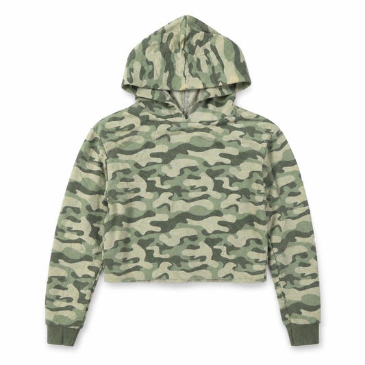 Matalan Girls Green Camouflage  Pullover Hoodie Size 10 Years  - Cropped
