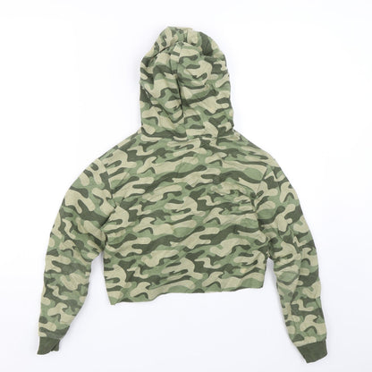 Matalan Girls Green Camouflage  Pullover Hoodie Size 10 Years  - Cropped