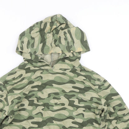 Matalan Girls Green Camouflage  Pullover Hoodie Size 10 Years  - Cropped