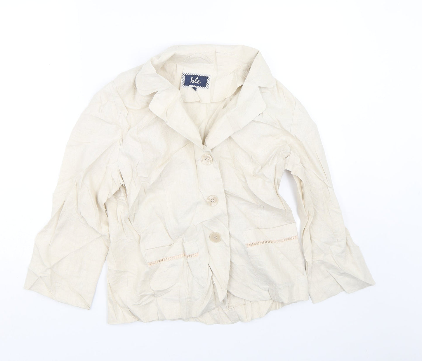 Womens UK Size 10 Isle Essentials Beige Basic Button-Up