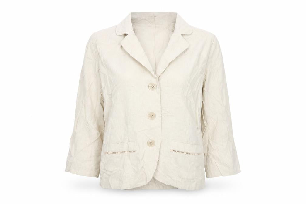 Womens UK Size 10 Isle Essentials Beige Basic Button-Up