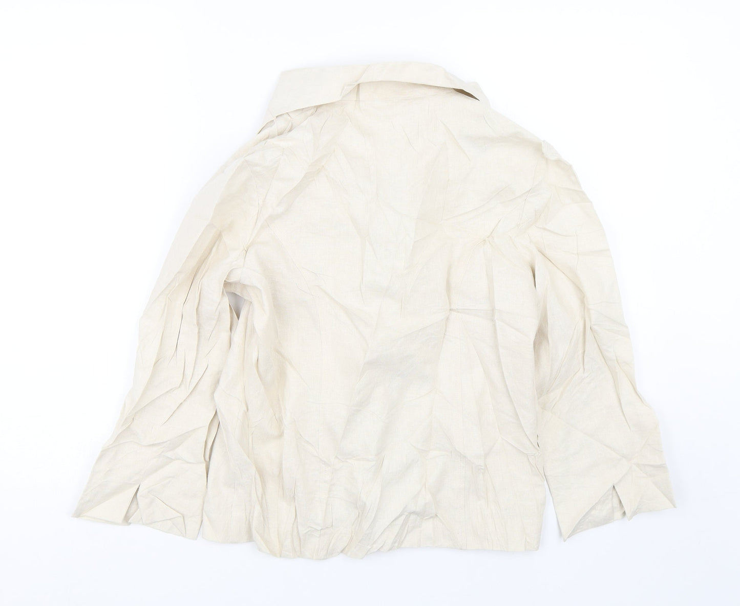 Womens UK Size 10 Isle Essentials Beige Basic Button-Up