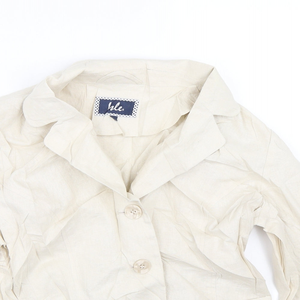 Womens UK Size 10 Isle Essentials Beige Basic Button-Up