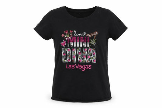 Front view of Cotton Heritage girls’ black basic t-shirt, size S