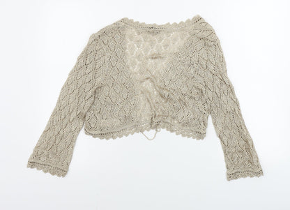 Womens UK Size M Debenhams Beige Cardigan Jumper