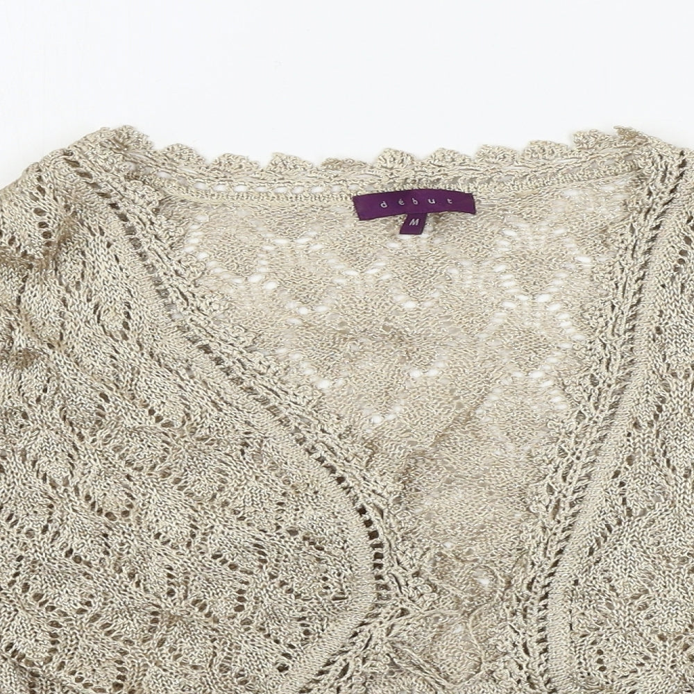 Womens UK Size M Debenhams Beige Cardigan Jumper