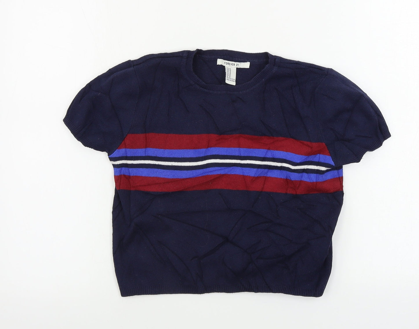 FOREVER 21  Womens Blue Striped  Pullover Jumper Size M