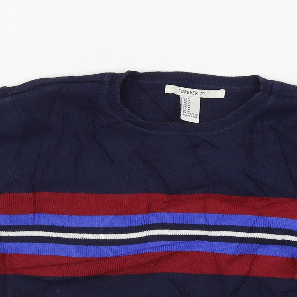 FOREVER 21  Womens Blue Striped  Pullover Jumper Size M